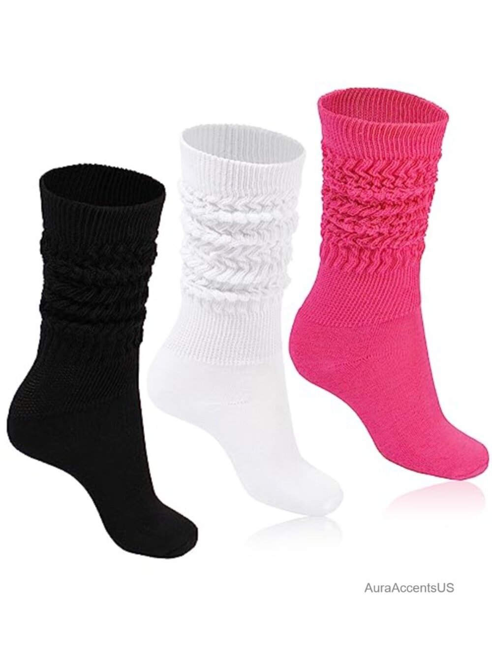 Women's Slouchy Socks for Boots 3 Pairs Ribbed Knit Thick Warm Long Scrunchie